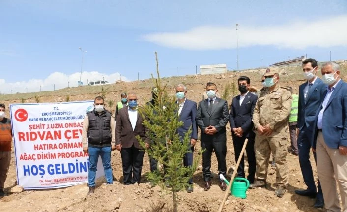 Erciş’te Afrin şehidi anısına 375  fidan dikildi