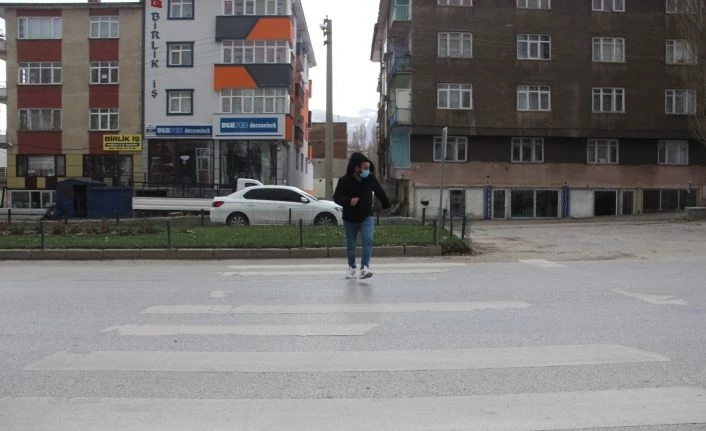 Erzurum’da bir garip yaya geçidi, başı var sonu yok